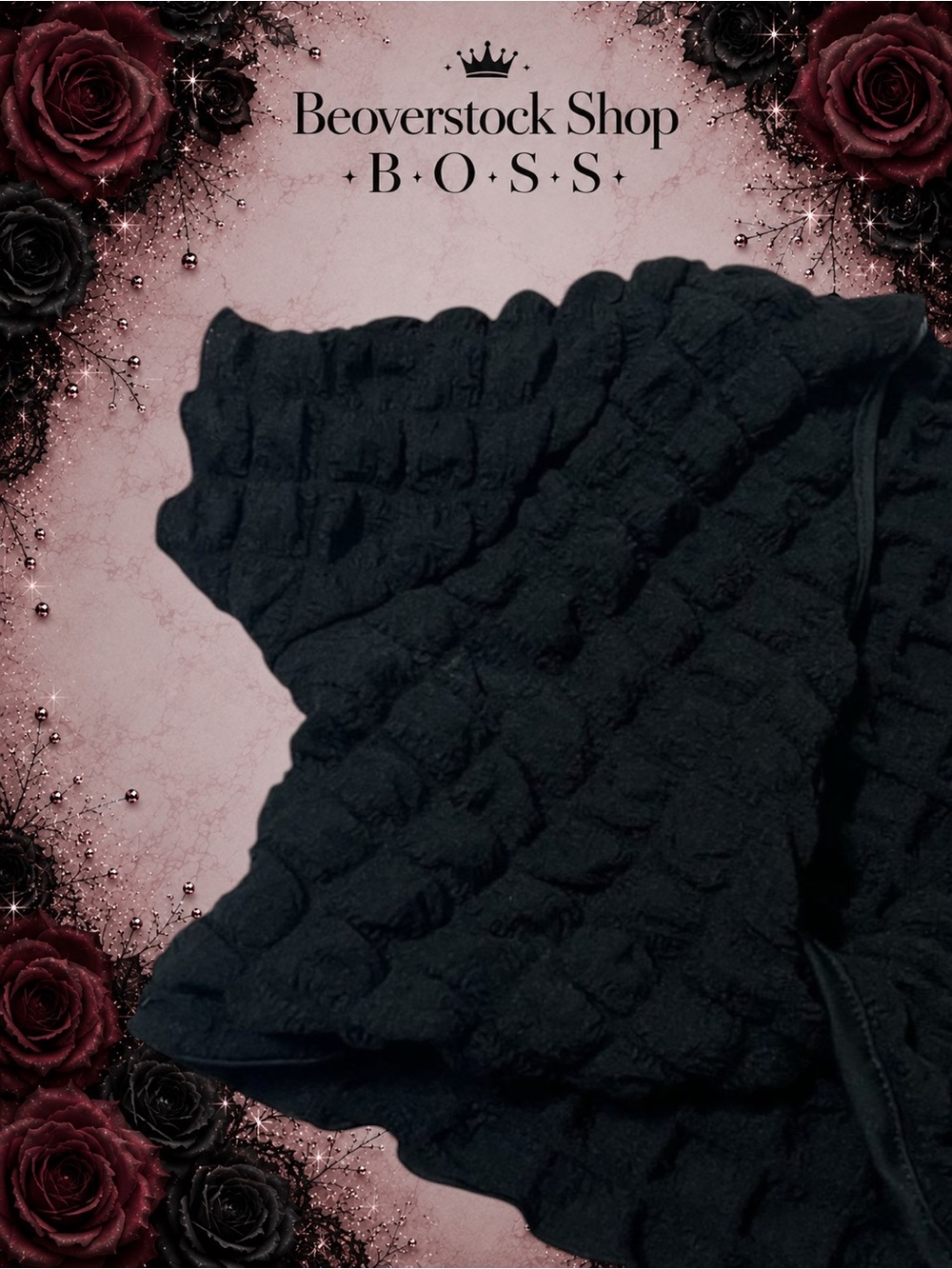 NWOT Julia By Love J black Waffle Ruffle Twist Crop Top - medium - Picture 2 of 5